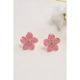 Aurrari Altın Kaplama Pembe Sakura Çiçeği Küpe