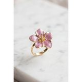 AURRARİ Gold Ayarlanabilir Mor Sakura Çiçeği Yüzük