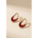 AURRARİ Gold Hole Bordo Mineli Küpe