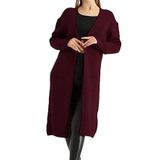 Aurrari Triko Uzun Cepli Hırka, Standart, uzncplhrk, Bordo, Kadın