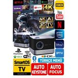 Aurzen Boom 3 4K Android Projeksiyon Cihazı + Auto Focus + Auto Keystone + 6G Wifi + 5.2 Bluetooth +