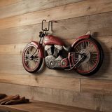 Austin : Yolların Efsanesi 108 cm Vintage Chopper Maketi Duvar Dekoru Kırmızı Metal Motorsiklet