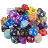 AUSTOR 42 Parça Çok Yüzlü Zar 10 Taraflı Oyun Zar Seti Karışık Renkli Zar Çeşitleri Siyah Kadife Saklama Çantası ile DND RPG MTG Masa Oyunları için