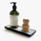 Authumberdale Anında Kuru Lavabo Caddy Organizatörleri, Mutfak Lavabo Tezgahı için Sünger Tutucu, Su Emici Taş Kurutma Mat Rafı, Banyo Tezgahı için Sabunluk, Gri Taşlı Siyah Akrilik Tepsi