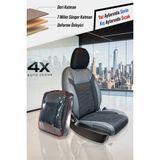 Auto Good Store Fiat Doblo Combi Uyumlu 2+1 Parçalı Lüx Deri Süet Oto Koltuk Kılıfı Ön Arka Takım Premium Serisi Gri Siyah - Gri - Siyah