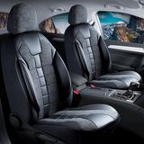 Auto Good Store Suzuki Vitara 2019-2025 Uyumlu Lüx Deri Detaylı Keten Oto Koltuk Kılıfı Ön Arka Takım Vista Serisi Siyah
