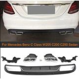 Auto GP Mercedes W205 C63 Standart Tampon Uyumlu Arka Tampon Difüzör ve Egzoz Ucu