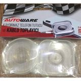 Auto Ware Kaydırmaz Telefon Tutucu ve Kablo Toplayıcı - Beyaz Şeffaf