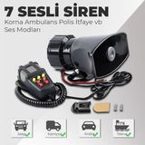 Auto Wise Her Araca Uyumlu 7 Sesli Megafonlu Konuşmalı Oto Siren - Siyah