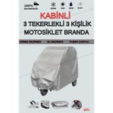 AutoEN GRİ KABİNLİ 3 TEKERLEKLİ 3 KİŞİLİK MOTOSİKLET BRANDASI (4 mevsim )