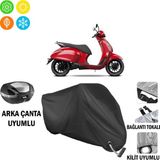 AUTOES Bajaj Scooter Motosiklet Brandası Arka Çanta, Tokalı ve Kilit Uyumlu Siyah