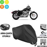 AUTOES Harley-Davidson Sportster Xl 883 Motosiklet Brandası Arka Çanta, Tokalı ve Kilit Uyumlu Siyah