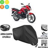 AUTOES Kanuni Leopard Motosiklet Brandası Arka Çanta, Tokalı ve Kilit Uyumlu Siyah