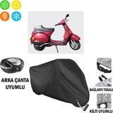 AUTOES Piaggio Vespa Cosa Motosiklet Brandası Arka Çanta, Tokalı ve Kilit Uyumlu Siyah