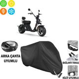 AUTOES Rks M2 Elektrikli Scooter Branda Motosiklet Brandası Arka Çanta Bağlantı,kilit Uyumlu Siyah