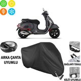 AUTOES Vespa Gts 300 Motosiklet Brandası Arka Çanta, Tokalı ve Kilit Uyumlu Siyah