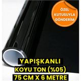 AutoFolyo Koyu Ton Cam Filmi 75 Cm X 6 Metre Yapışkanlı Ev-Ofis-Oto Uyumlu Dayanıklı Malzeme