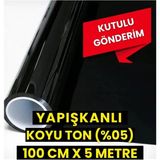 AutoFolyo Koyu Ton Yapışkanlı Cam Filmi 100 cm x 5 Metre Oto Ev Ofis Uyumlu Kullanım