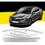 Autogp Skoda Süper B B8 Cam Çerçevesi Kenar Çıtası Krom Tamtur 2015 / 2022+ 12 Parça