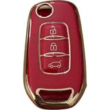 Autohan Keys 3 Butonlu Nano Anahtar Kılıfı Renault Megane 4, Clio 5, Captur, Taliant, Express Için, Kırmızı Altın - Altın - Kırmızı