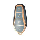 AutoHan Keys Byd Atto 3 Seal U Anahtar Kılıfı, Premium Koruyucu Kılıf, Araba Anahtarı Koruma Kabı (Gri-Altın)