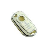 Autohan Keys Egea Için Anahtar Kılıfı, 3 Buton, Beyaz-Gümüş Renk, Nano Kaplama Koruyucu, Premium Anahtarlık Koruma Kılıfı - 12M-Krem