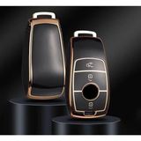 AutoHan Keys Lüks Mercedes FBS4 Siyah Altın Nano Anahtar Kılıfı, Premium Kumanda Kabı, Araç Anahtarlık Koruyucu