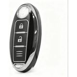 Autohan Keys Lüks Nissan Micra, Juke, Qashqai, Note, Navara, Pulsar Smart Nano Anahtar Kılıfı – Siyah & Gümüş - Siyah - Gümüş