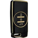 AutoHan Keys Lüx Chery Tiggo 7 Pro için Akıllı Anahtar Kılıfı, Premium Siyah-Gold, 3 Butonlu, Nano Kaplama