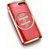 AutoHan Keys Lüx Chery Tiggo 7 Pro için Premium Akıllı Anahtar Kılıfı, Kırmızı-Gold Renk, 3 Butonlu, Nano Kaplama Teknolojisi