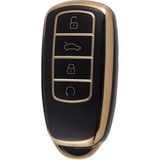 Autohan Keys Lüx Chery Tiggo 8 Pro, Omoda 5, Tiggo 7 Avantgarde Nano Araba Anahtar Kılıfı, Siyah-Gold, Premium Kalite - 12M-Krem