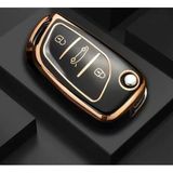 AutoHan Keys Lüx Citroen Peugeot Anahtar Kılıfı, Siyah-Gold Renk, C1 C2 C3 C4 C5 306 407 807 DS DS4 DS6 Modelleri için Nano Koruyucu Kaplama