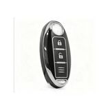 AutoHan Keys Lüx Nissan Qashqai X-Trail için 3 Buton Akıllı Nano Anahtar Kılıfı, Siyah Gümüş, Premium Koruyucu Kaplama