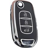 AutoHan Keys Megane 4 Joy, Clio 5, Captur, Taliant Express İçin 3 Butonlu Nano Anahtar Kılıfı, Siyah-Gümüş