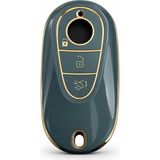 Autohan Keys Mercedes W206 W223 S350 C260 C300 Için Nano Anahtar Kılıfı, Gri Gold, Premium Tasarım