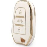 Autohan Keys Peugeot 208, 308, 508, 2008, 3008, 5008 ve Rifter Modelleri Için Nano Anahtar Kılıfı - Beyaz - Altın