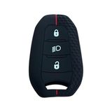 Autohan Keys Peugeot Anahtar Kılıfı, Siyah Petek Desenli Kırmızı Çizgili, Far Açmalı, 208 308 508 2008 3008 5008 Rifter Modelleri - 12M-Krem