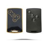 Autohan Keys Renault Clio4 Megane 3 Fluence Anahtarsız Çalıştırma Smart Için Anahtar Kılıfı, Siyah ve Altın Renk Detaylı, Premium - 0-Koyu Mavi - Option-1