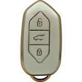 Autohan Keys Togg T10X Akıllı Anahtar Kılıfı, 3 Tuşlu, Nano Koruma - Beyaz - Altın
