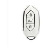 Autohan Keys Togg T10X Akıllı Anahtar Kılıfı, 3 Tuşlu, Nano Koruma - Beyaz - Gümüş