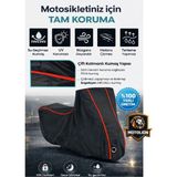 Autolion Arora Mojito 50 Siyah-Kırmızı Dikişli Kilitli Motor Brandası,su Geçirmez Örtü