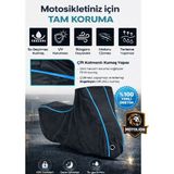 Autolion Salcano Astro 100 Siyah-Mavi Dikişli Kilitli Motor Brandası,motor Örtüsü
