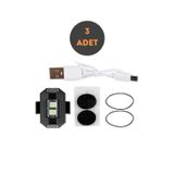 Autowise 3 Adet Mini Uçak Kanat Led Kablosuz Aircraft Rgb Led Lamba Kablosuz Mini Çakar Usb Şarjlı