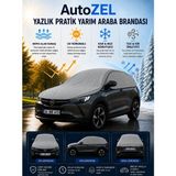 Autozel Alfa Romeo Junior Uyumlu Yazlık Pratik Yarım Araba Brandası | Uv Korumalı | Nefes Alan Kumaş - Gri