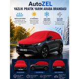 Autozel Audi A3 Crossover Uyumlu Yazlık Pratik Yarım Araba Brandası | Uv Korumalı | Nefes Alan Kumaş - Kırmızı