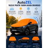 Autozel Audi A3 Crossover Uyumlu Yazlık Pratik Yarım Araba Brandası | Uv Korumalı | Nefes Alan Kumaş - Turuncu