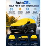 Autozel Peugeot 308 Uyumlu Yazlık Pratik Yarım Araba Brandası | Uv Korumalı | Nefes Alan Kumaş - Sarı
