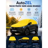 Autozel Tesla Model Y Uyumlu Yazlık Pratik Yarım Araba Brandası | Uv Korumalı | Nefes Alan Kumaş - Sarı
