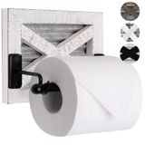 Autumn Alley Çiftlik Evi Banyo Tuvalet Kağıdı Tutacağı - Rustik Country Decor - Endüstriyel Dekoratif Aksesuarlar - Sıcak Beyaz Ahşap, Oluklu ve Siyah Metal TP Tutucular - Ev, Kafe, Otel, Aile Yanları için