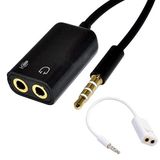 Aux 3.5mm Jack Ses Adaptör Mikrofon Kulaklık Çevirici Kablo Siyah
